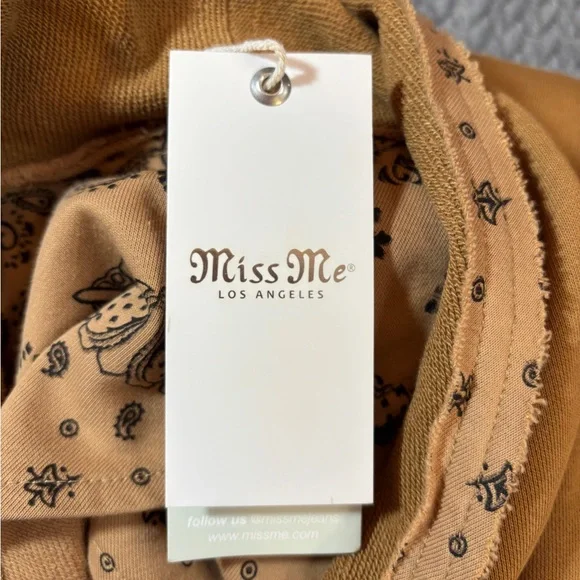 Women’s Miss Me Brown French Terry Paisley Waterfall Jacket Size Medium NWT - Picture 4 of 7